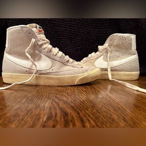 Nike Suede High-Tops in Cream and White